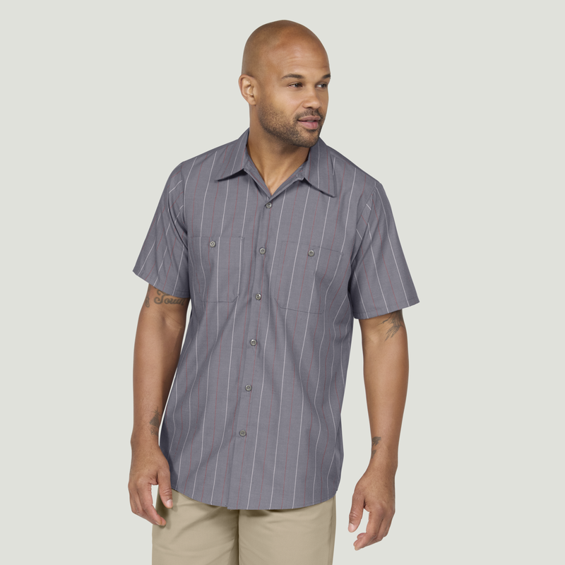 Men's Short Sleeve Industrial Stripe Work Shirt image number 1