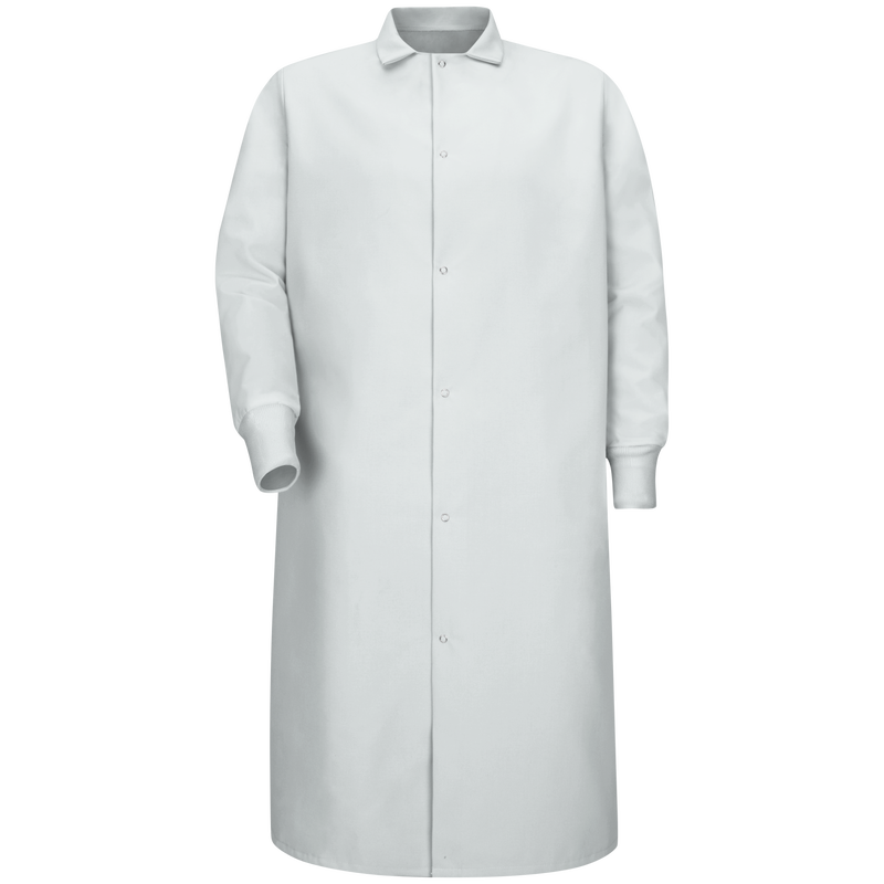 Gripper-Front Spun Polyester Pocketless Butcher Coat&nbsp;with Knit Cuffs image number 1