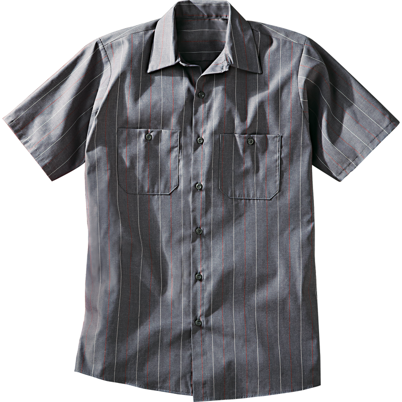 Men's Short Sleeve Industrial Stripe Work Shirt image number 3