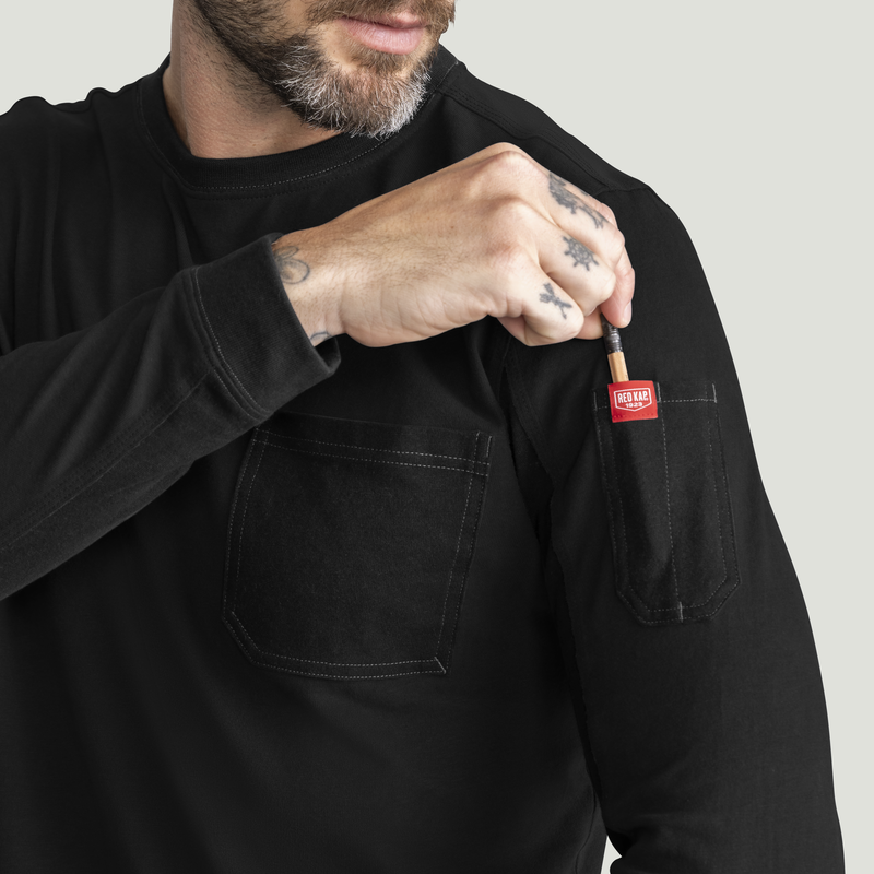 Men's Heavyweight Long Sleeve Cotton Pocket T-Shirt image number 14