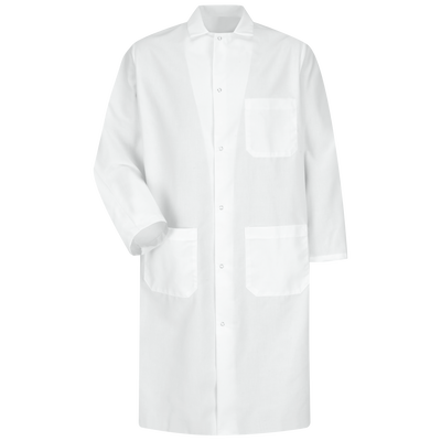 Gripper-Front Spun Polyester Butcher Coat with Interior Pocket