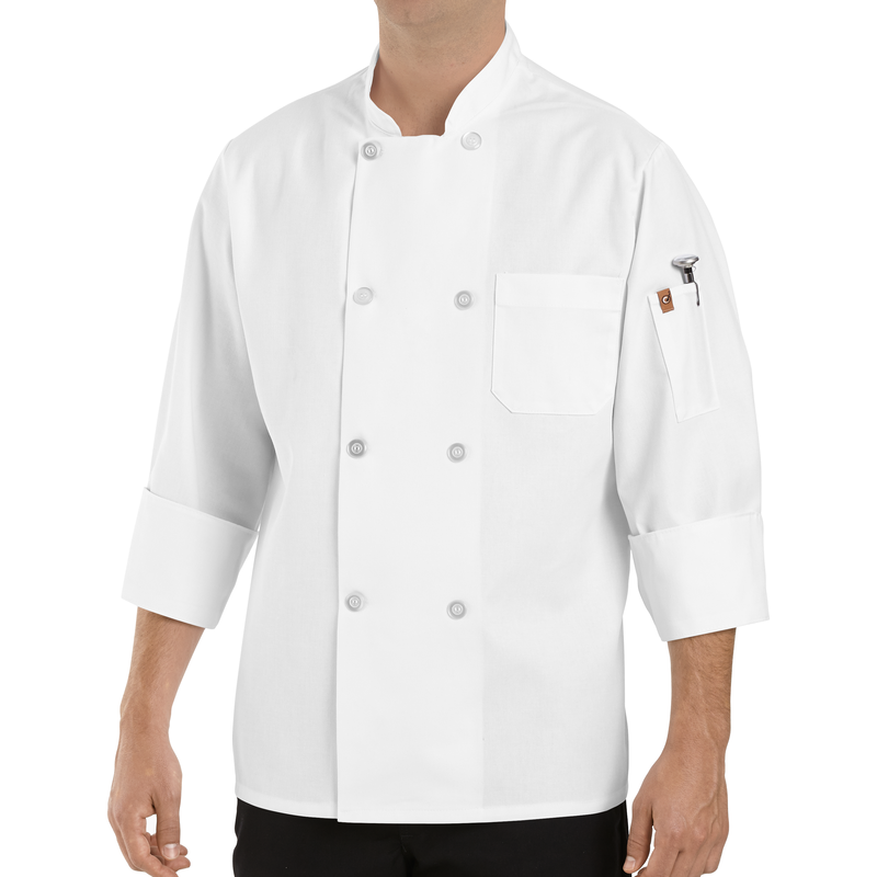 Eight Pearl Button Chef Coat with Thermometer Pocket image number 2
