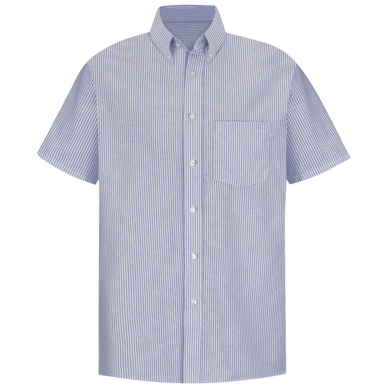 Men's Short Sleeve Striped Executive Oxford Dress Shirt image number 1