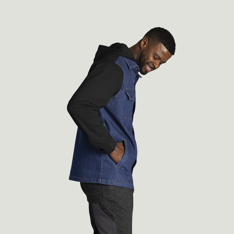 Men&rsquo;s Denim and Fleece Hooded Shirt Jacket image number 4