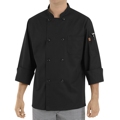 Eight Pearl Button&nbsp;Black Chef Coat