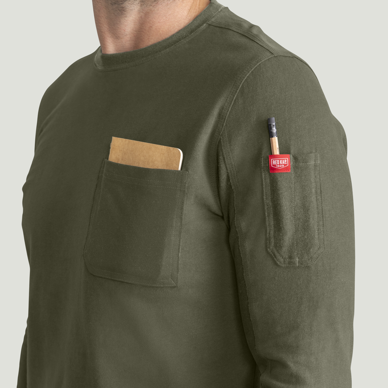 Men's Heavyweight Long Sleeve Cotton Pocket T-Shirt image number 14