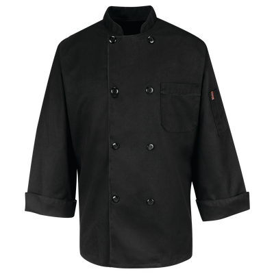 Eight Pearl Button&nbsp;Black Chef Coat