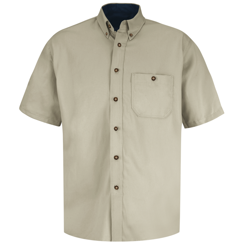 Men's Short Sleeve Cotton Contrast Dress Shirt image number 1