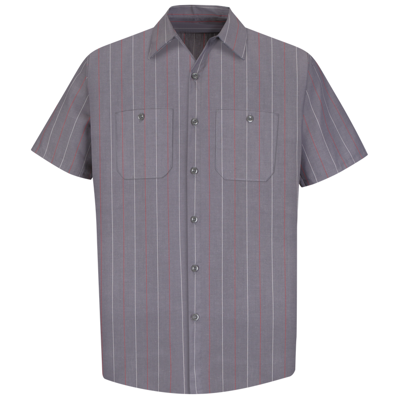 Men's Short Sleeve Industrial Stripe Work Shirt image number 1