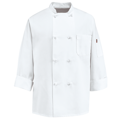 Eight Knot Button Chef Coat with Thermometer Pocket