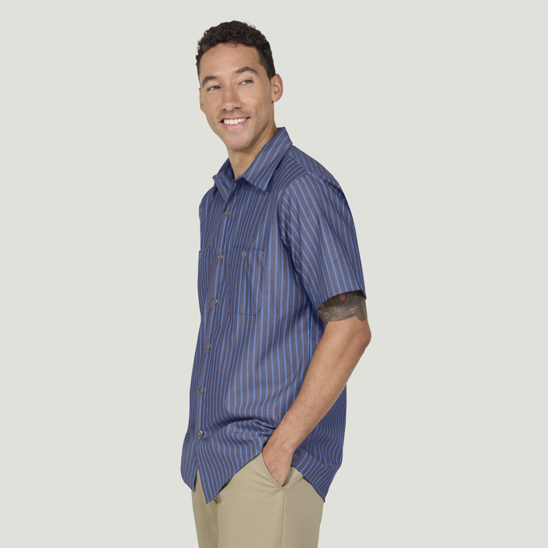 Men's Short Sleeve Industrial Stripe Work Shirt image number 3