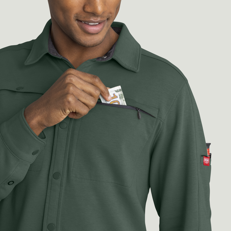 Men's Snap Front Jersey Long Sleeve Work Shirt image number 15