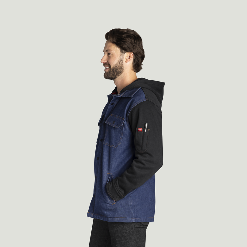 Men&rsquo;s Denim and Fleece Hooded Shirt Jacket image number 3
