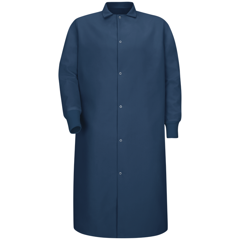 Gripper-Front Spun Polyester Pocketless Butcher Coat&nbsp;with Knit Cuffs image number 1