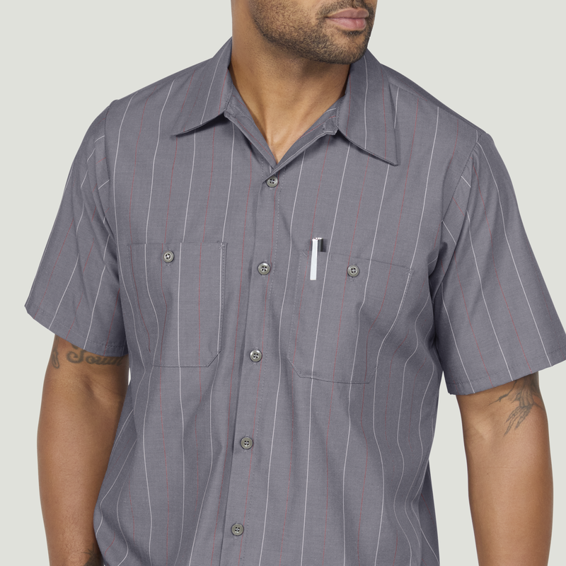 Men's Short Sleeve Industrial Stripe Work Shirt image number 7