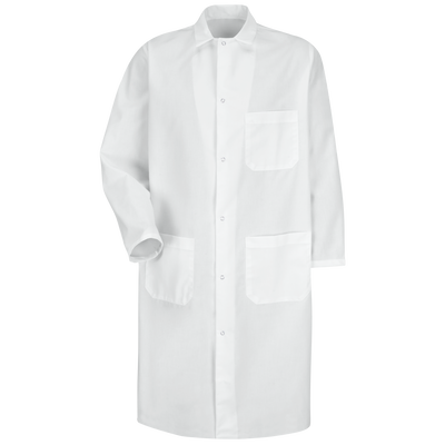 Gripper-Front Spun Polyester Butcher Coat with Exterior Pocket