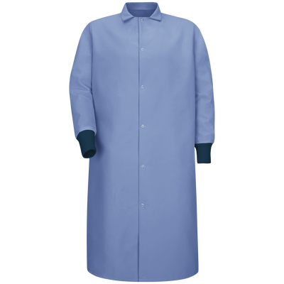 Gripper-Front Spun Polyester Pocketless Butcher Coat&nbsp;with Knit Cuffs