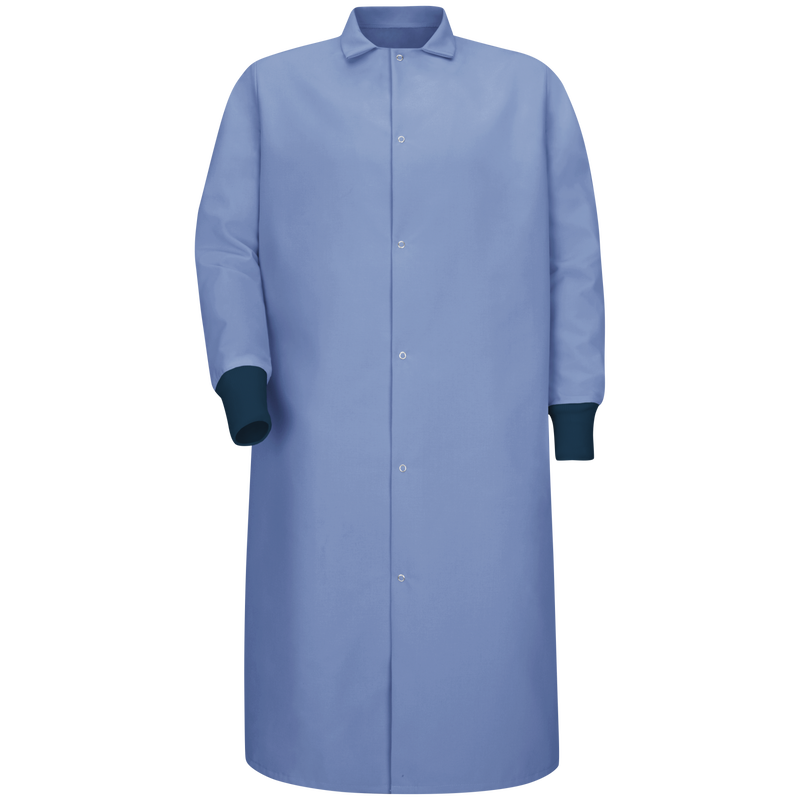 Gripper-Front Spun Polyester Pocketless Butcher Coat&nbsp;with Knit Cuffs image number 1