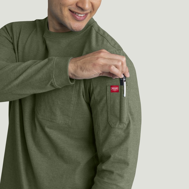 Men's Heavyweight Long Sleeve Cotton Pocket T-Shirt image number 14