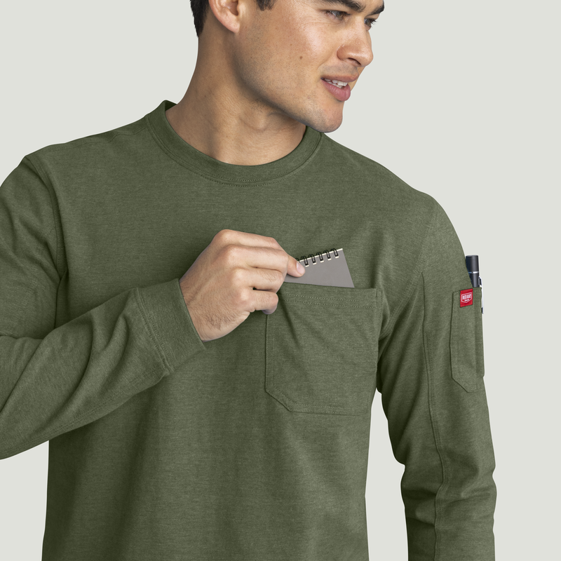 Men's Heavyweight Long Sleeve Cotton Pocket T-Shirt image number 13