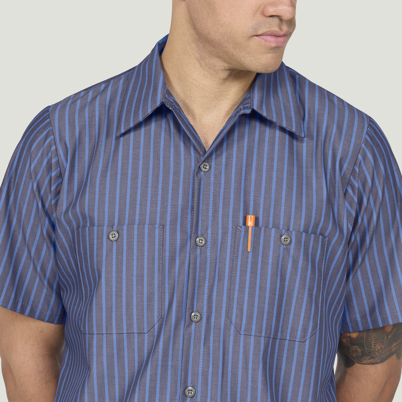 Men's Short Sleeve Industrial Stripe Work Shirt image number 7