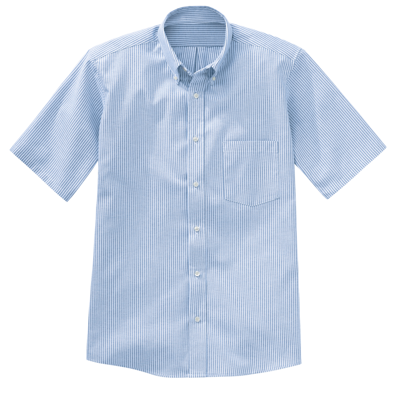 Men's Short Sleeve Striped Executive Oxford Dress Shirt image number 3
