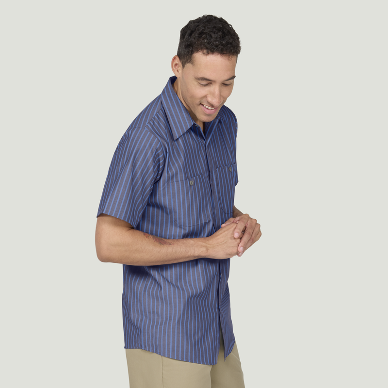 Men's Short Sleeve Industrial Stripe Work Shirt image number 4
