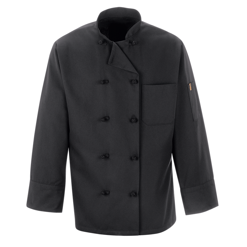 Black Chef Coat Ten Knot Buttons image number 1