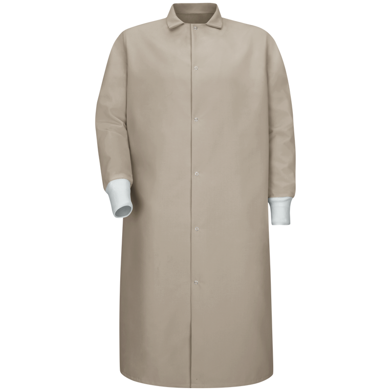 Gripper-Front Spun Polyester Pocketless Butcher Coat&nbsp;with Knit Cuffs image number 1