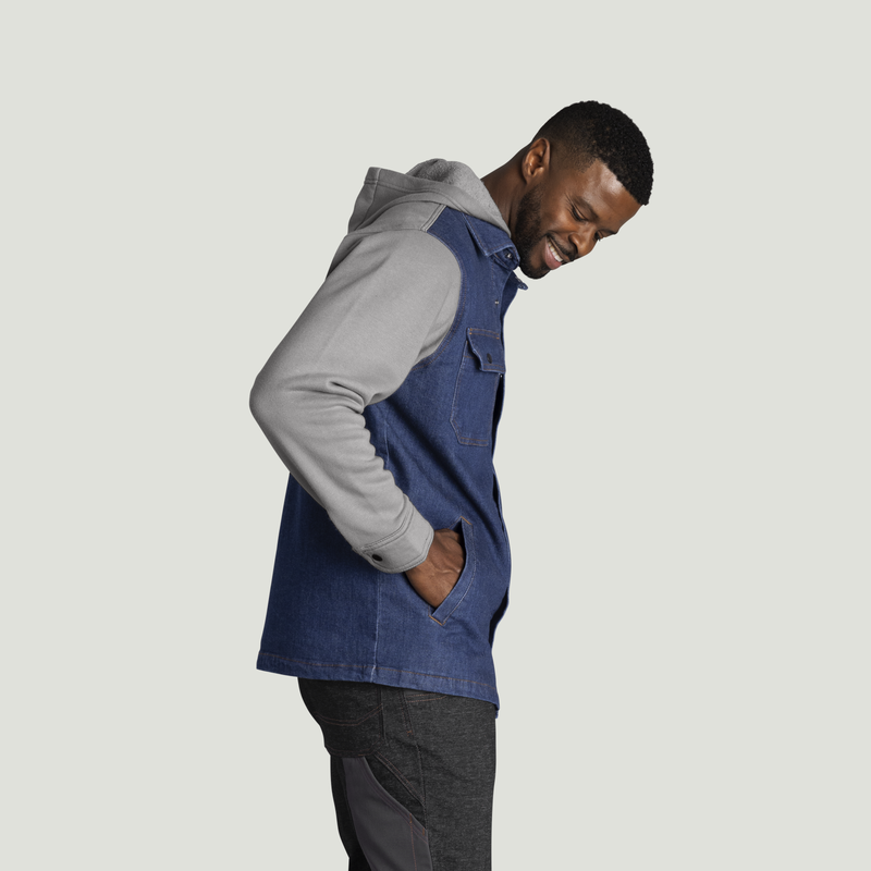 Men&rsquo;s Denim and Fleece Hooded Shirt Jacket image number 4