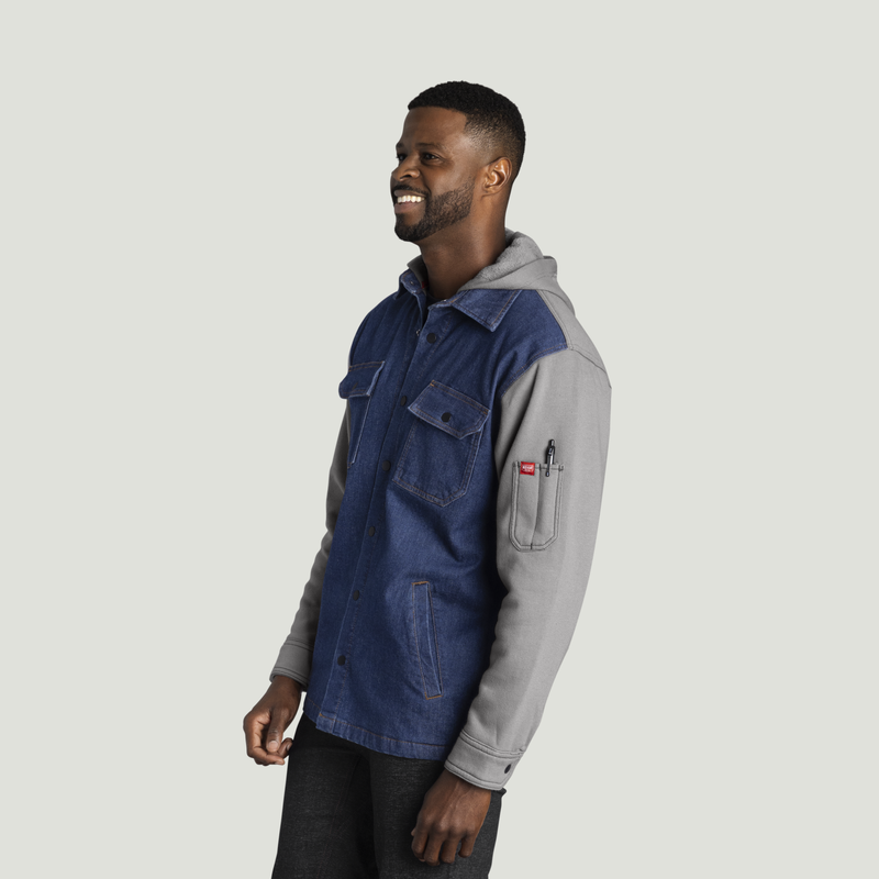 Men&rsquo;s Denim and Fleece Hooded Shirt Jacket image number 3