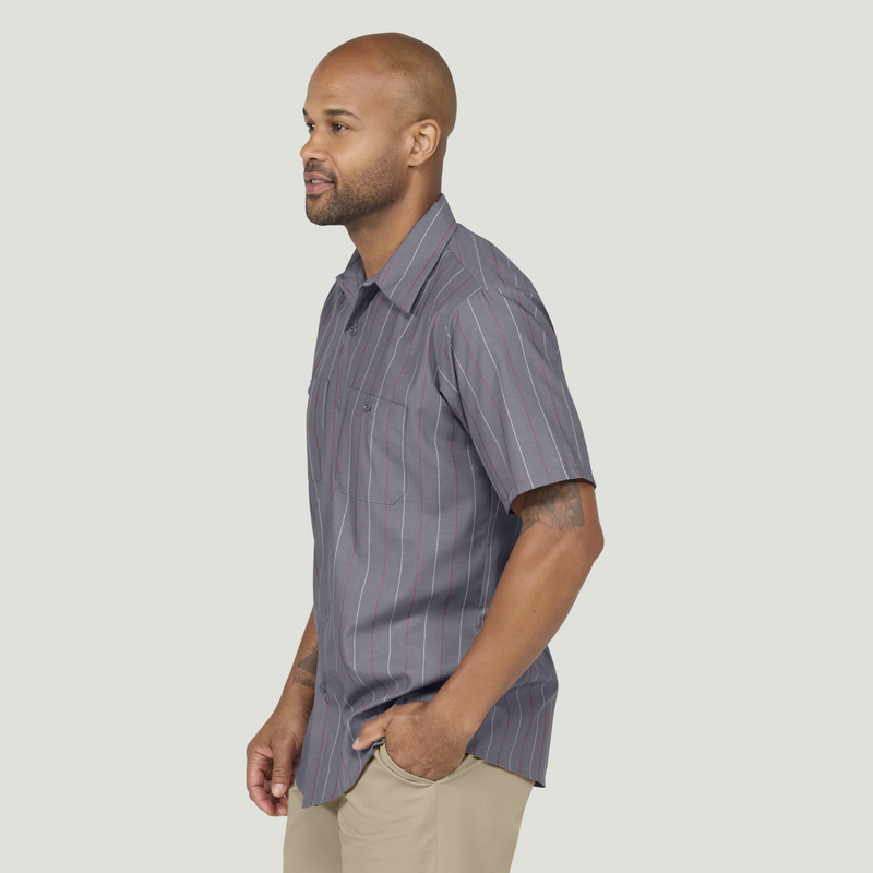 Men's Short Sleeve Industrial Stripe Work Shirt image number 3