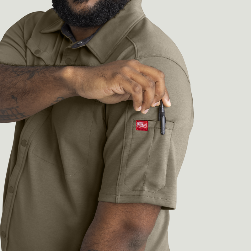Men's Snap Front Jersey Short Sleeve Work Shirt image number 16